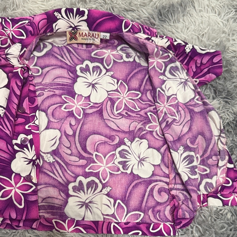 Kids' Vibrant Purple Floral Button Down Shirt - Picture 5 of 5
